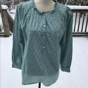 EUC Talbots mint green floral prairie long sleeve